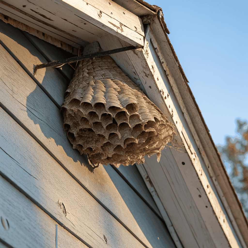 Wasp nest removal and exterior barrier